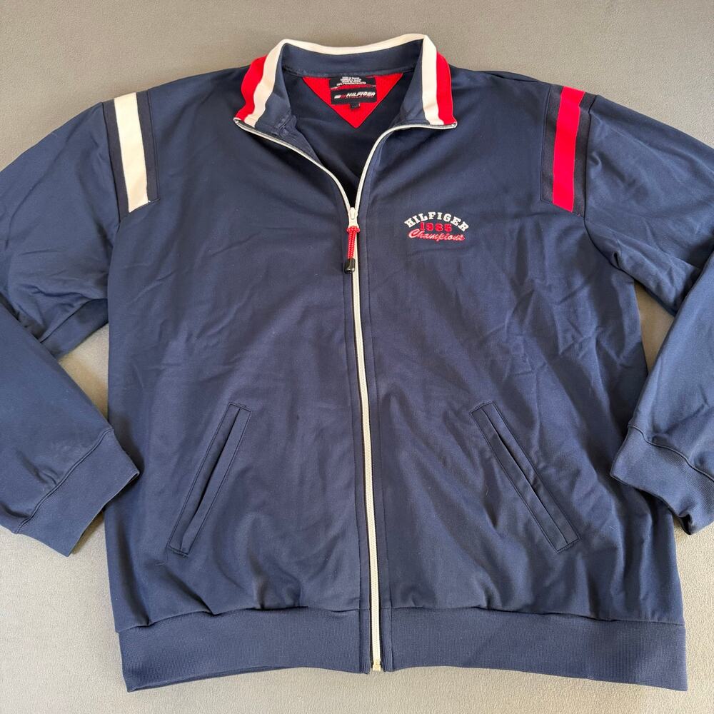 Vintage 90s Tommy Hilfiger Athletics "1986 Champions" Track - Navy Blue - XL